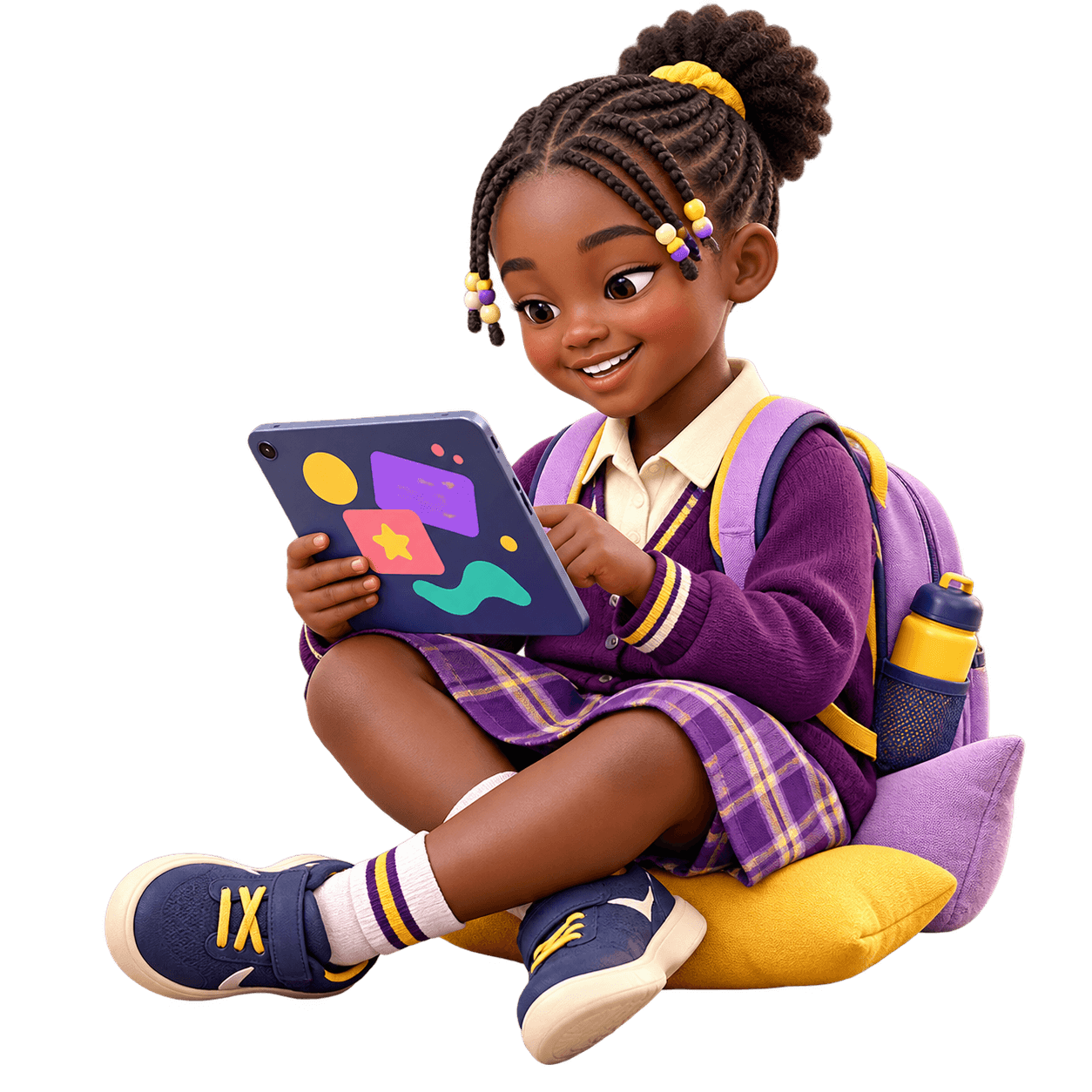 A child enjoying an activity on a tablet